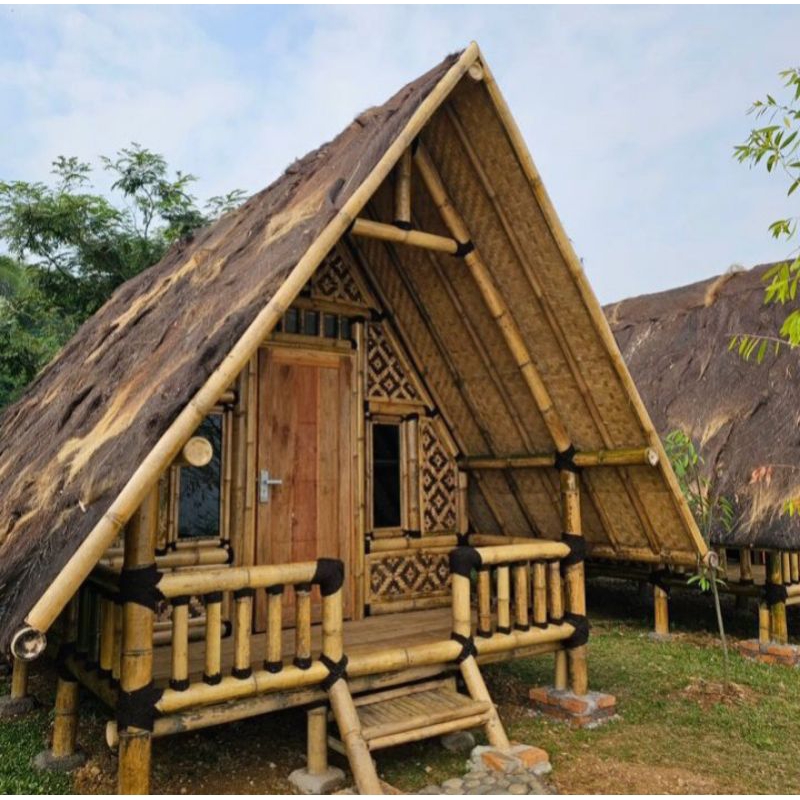 saung bambu outdoor, pondok bambu 3x5 m