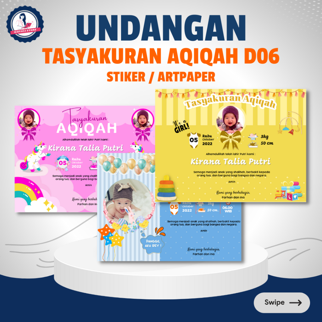 Stiker ucapan aqiqah/ stiker tempel di kotak makanan / card aqiqah custom / Label selapan tedak site