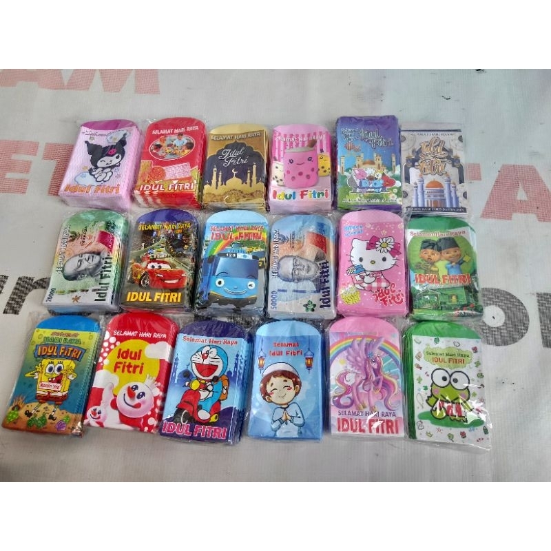 

100 pcs amplop lebaran motif karakter dan lucu