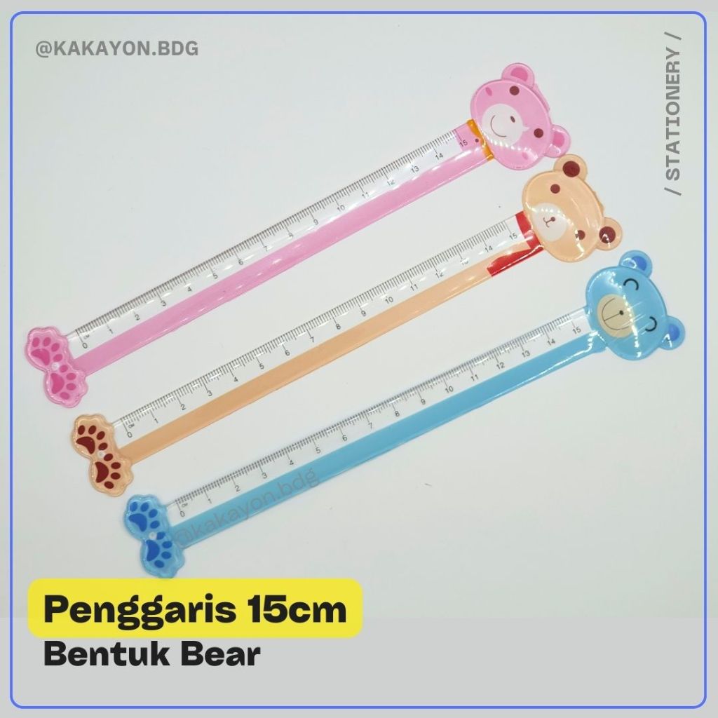 

Penggaris 15cm Bentuk Bear Beruang Lucu Warna Warni