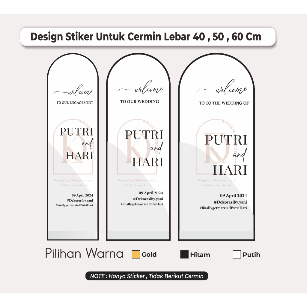 Stiker Wedding Sign Mirror Stiker Sign Wedding Stiker Kaca Wedding Wedding Akrilik
