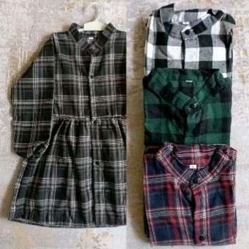 DRESS FLANEL ANAK, TUNIK FLANEL ANAK, KEMEJA FLANEL ANAK