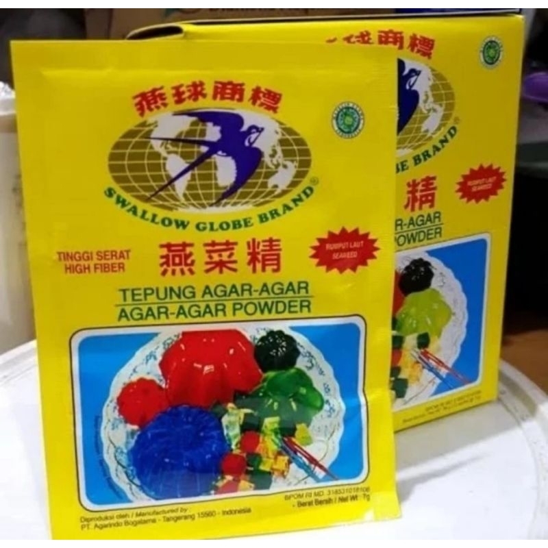 

AGAR AGAR SWALLOW GLOBE Plain 1 box 12 Sachet