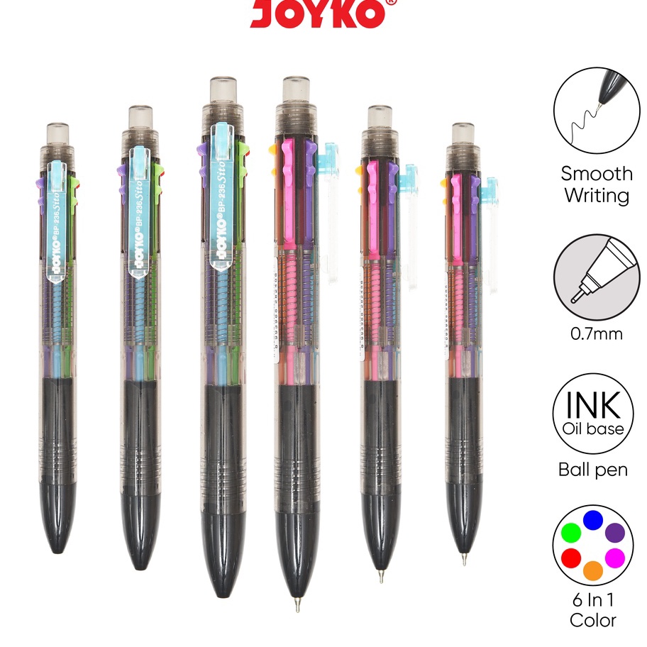 

Terlaku Ball Pen Pulpen Pena Joyko BP236 Sito 7 mm 6 Warna Colors