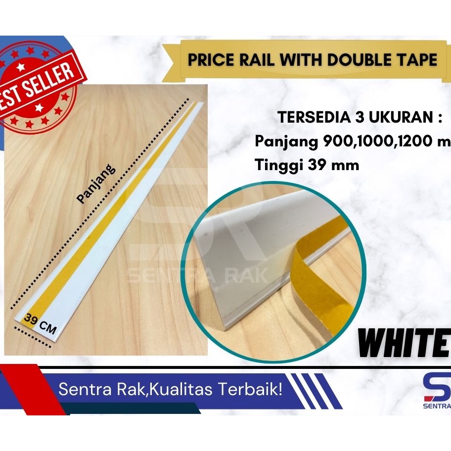 

Penjualan TerbaikCOD Price Rail Lis Harga Price Card Double Tape Uk 1 cm PUTIH