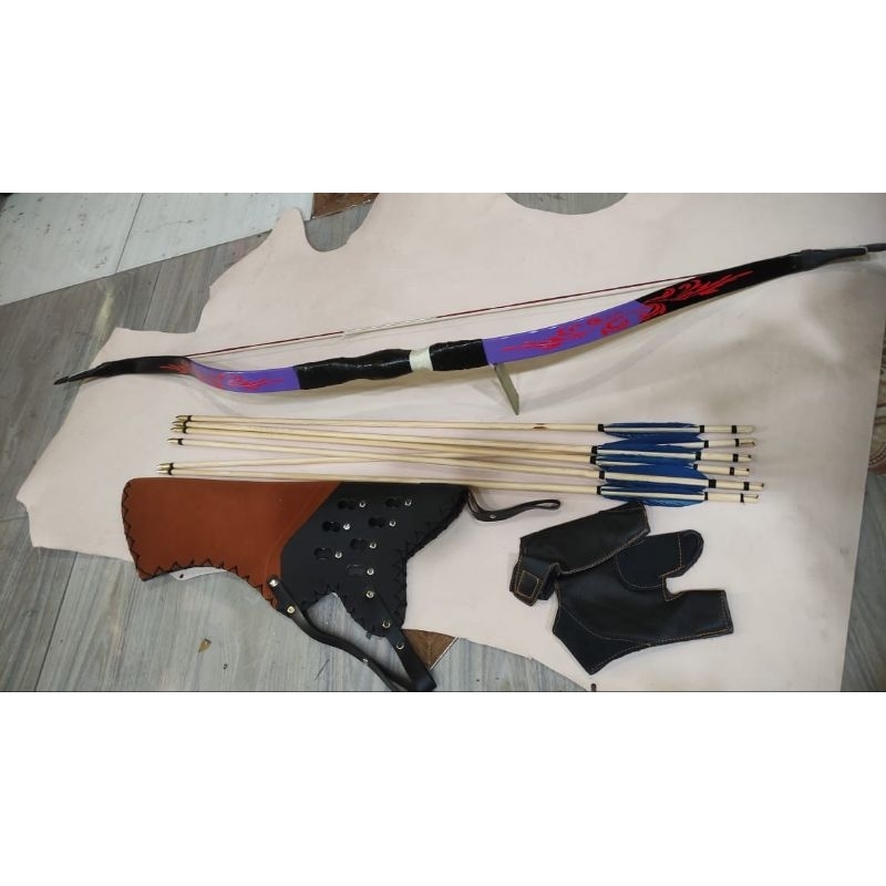 Paket Lengkap Panahan Busur Horsebow, Quiver, Arrow, Safety Handglove