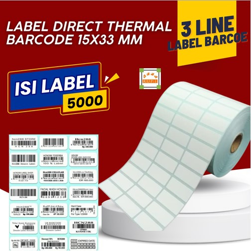 

Stiker Label Barcode Direct Thermal 3 Line 33x15mm [5000 PCS]