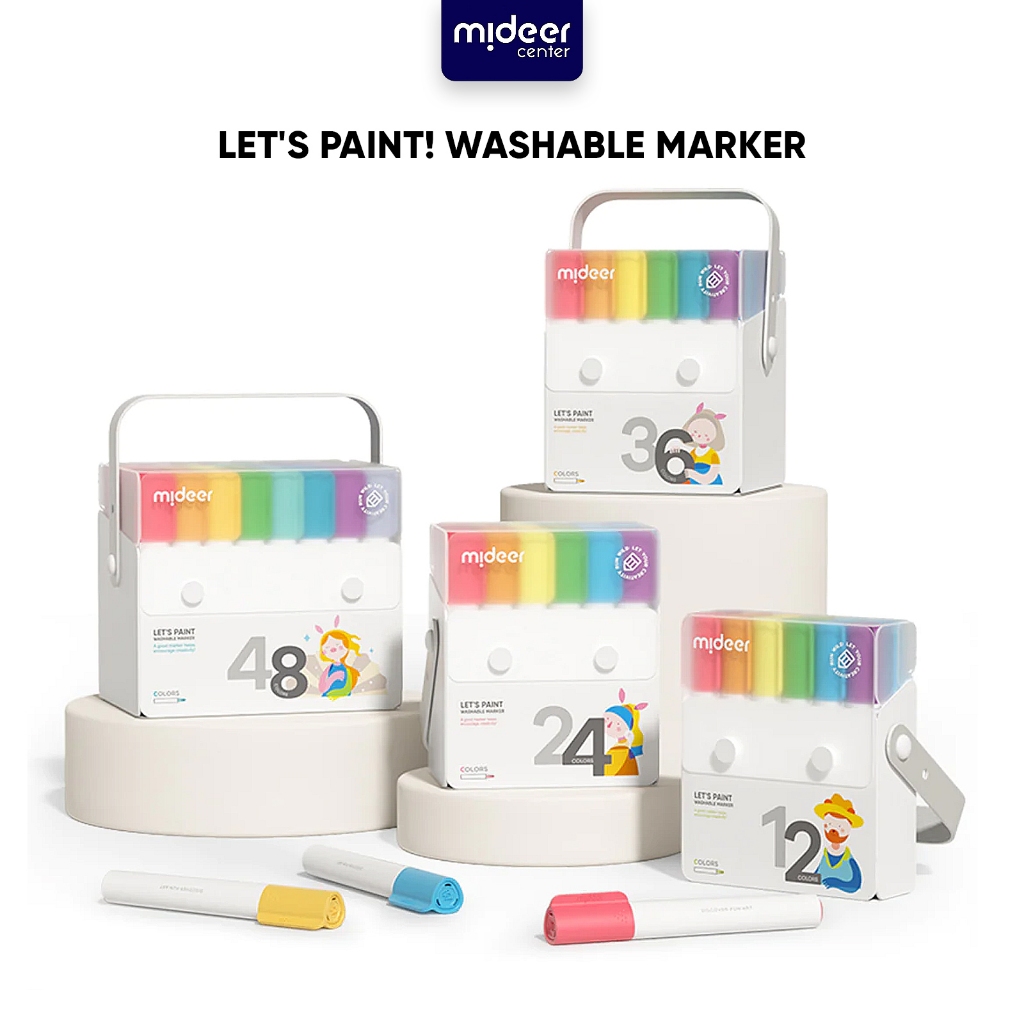 

Mideer Washable Marker Spidol 12 24 36 48 Warna 12 24 36 48 pcs Color Colors Nontoxic Colour Mewarnai Menggambar Mainan Prakarya