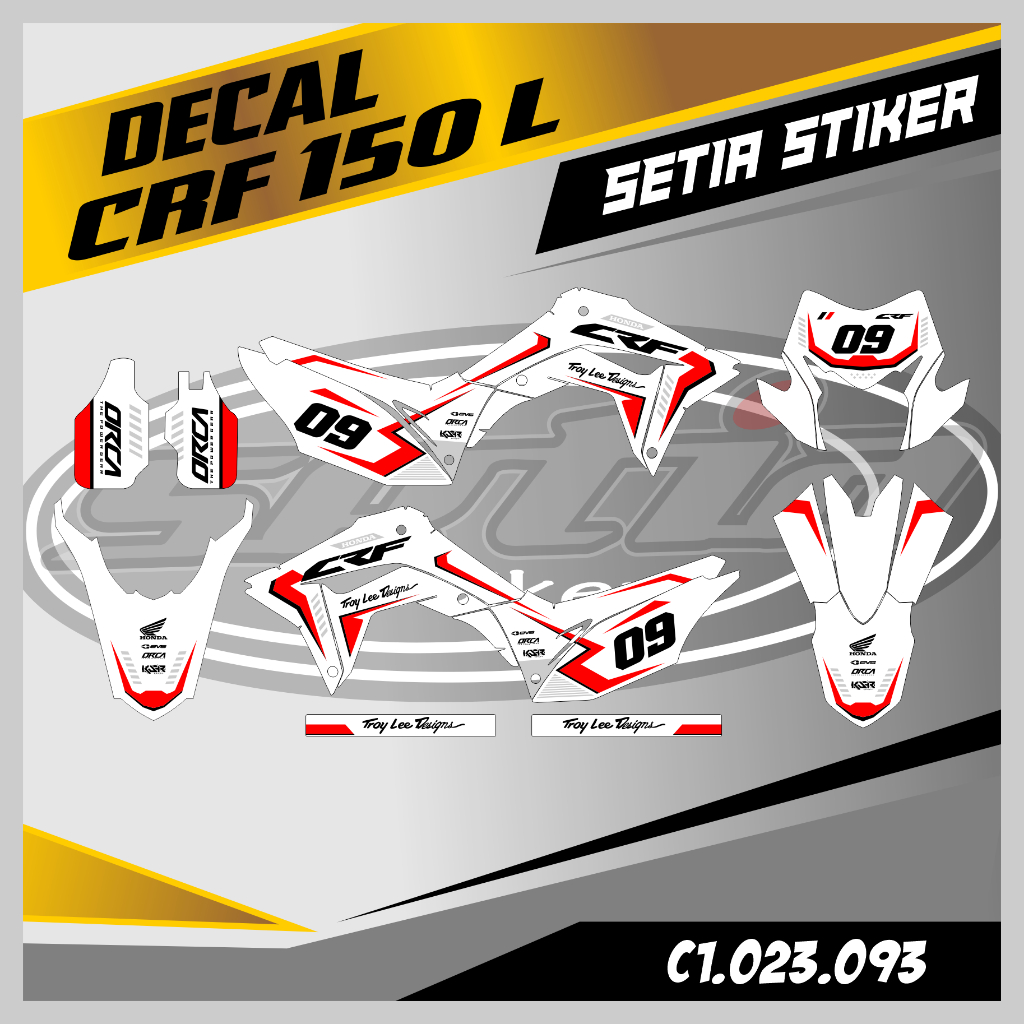 DECAL STIKER CRF 150 L FULL BODY, WARNA MERAH PUTIH, SUPERMOTO, TRAIL, DESAIN BEBAS CUSTOM BARU (C1.