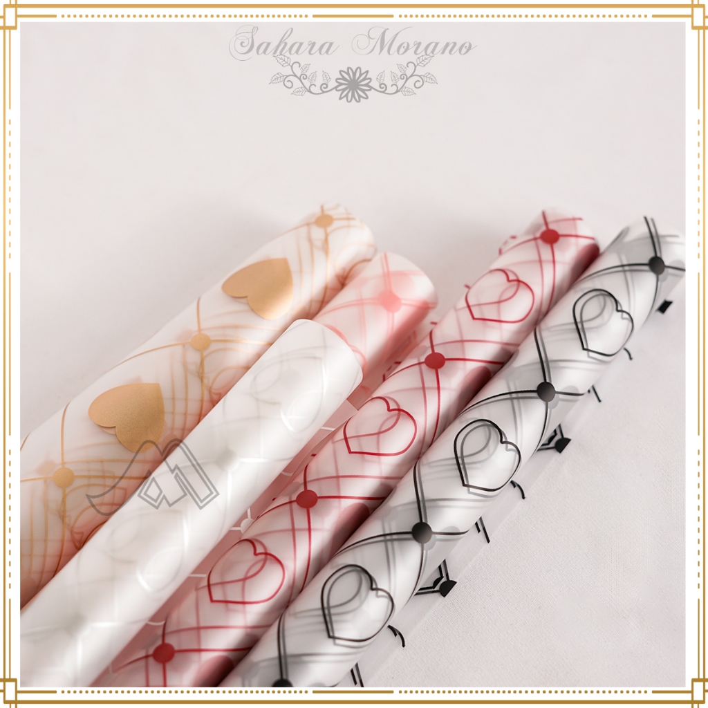 

20 Pcs Flower Wrapping Motif Love Cellophane Pembungkus Bunga