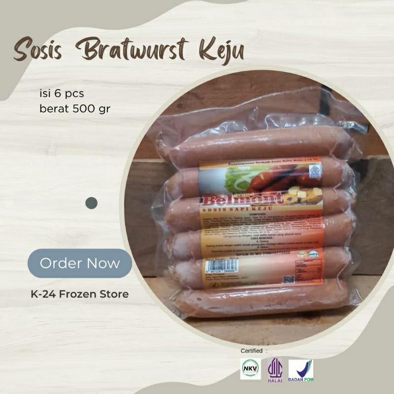 

Belmont Sosis Bratwurst Keju I 6 pcs I 500 gr