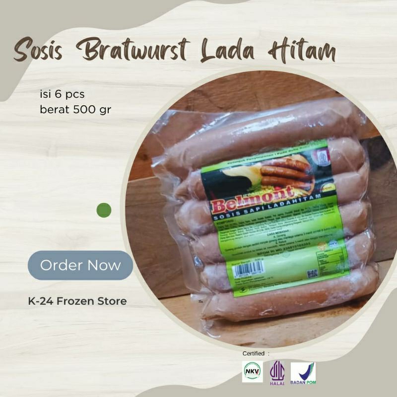 

Belmont Sosis Bratwurst Lada Hitam l 6 pcs l 500 gr