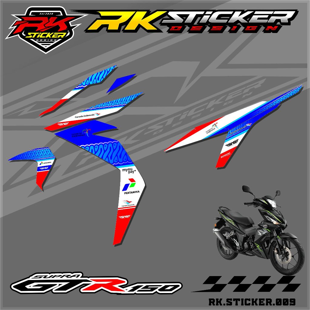Stiker Motor SUPRA GTR Sticker Striping Variasi Motor SUPRA Desain Mandalika Rk-09