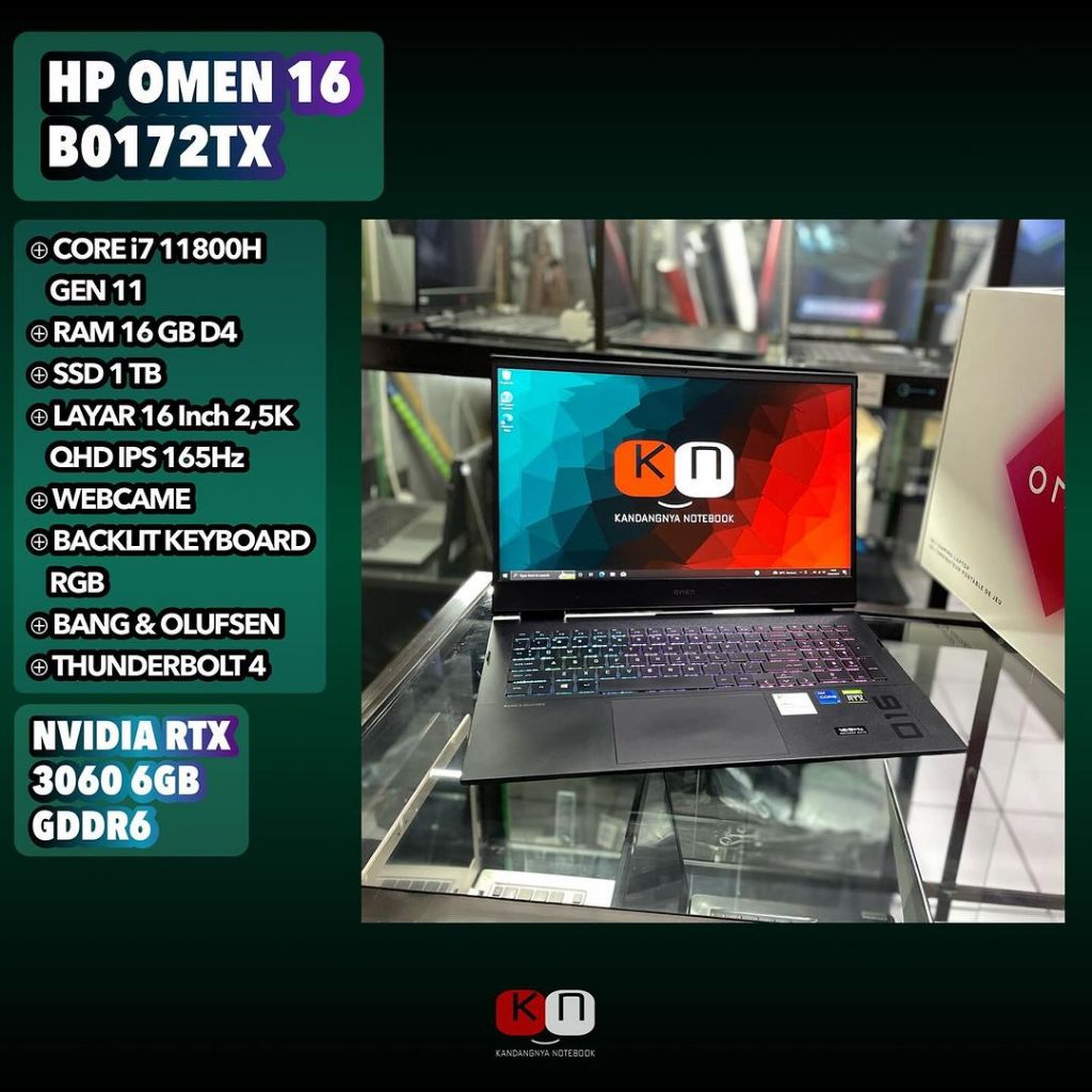 Hp Omen 16 B0172TX Core i7 11800H RTX3060 6GB Ram 16GB Ssd 1TB 16inch 2,5K Qhd Ips 165Hz