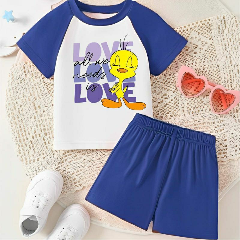 Setelan Raglan Anak Perempuan St004 Usia Bayi 6bulan_10tahun-TWEETY