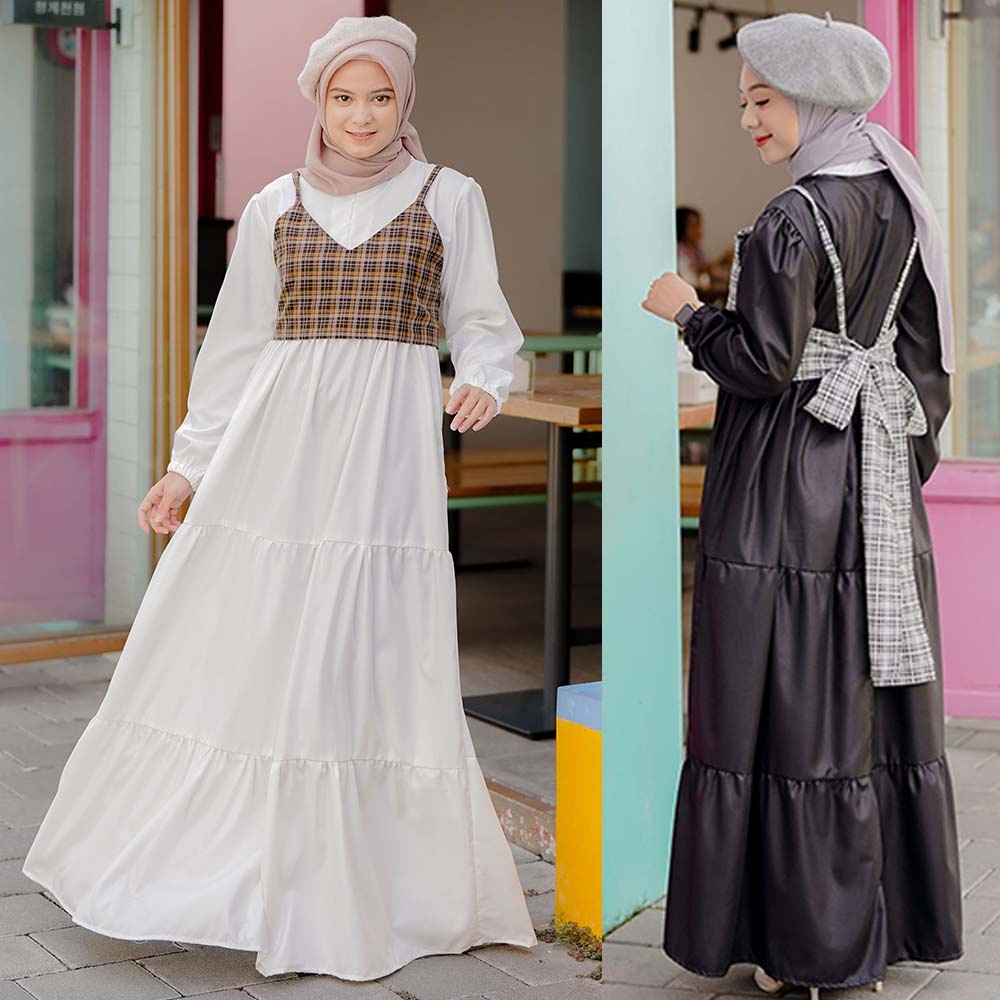Amy Dress | Dress with Vest | Dress Set | Blouse Set | Gamis Tanktop | Gamis Vest | Gamis Tingkat | 