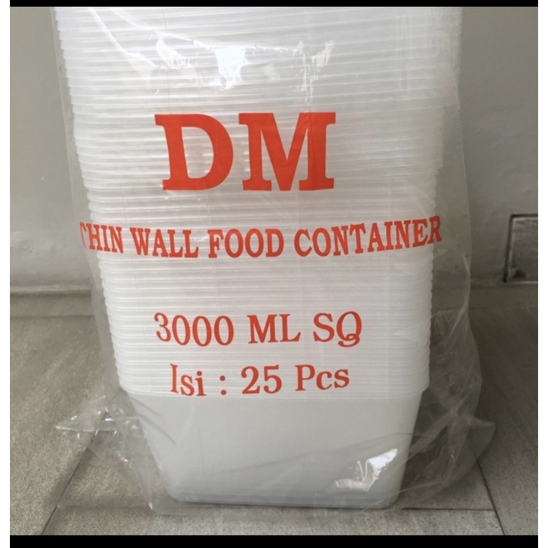 Thinwall Square Merk DM 3000ml / Kotak makan 3000 ml