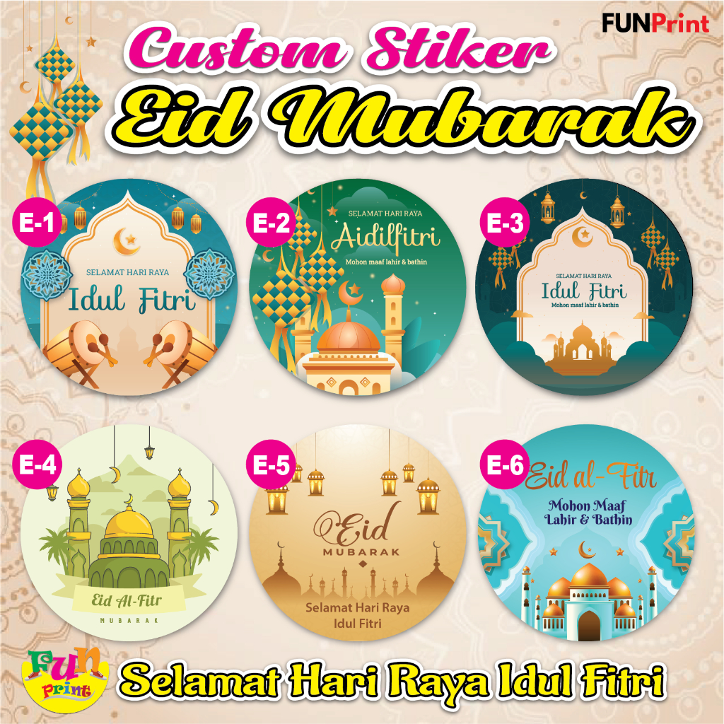 

Stiker Eid - Stiker Idul Fitri Bulat - stiker toples lebaran - stiker label idul fitri