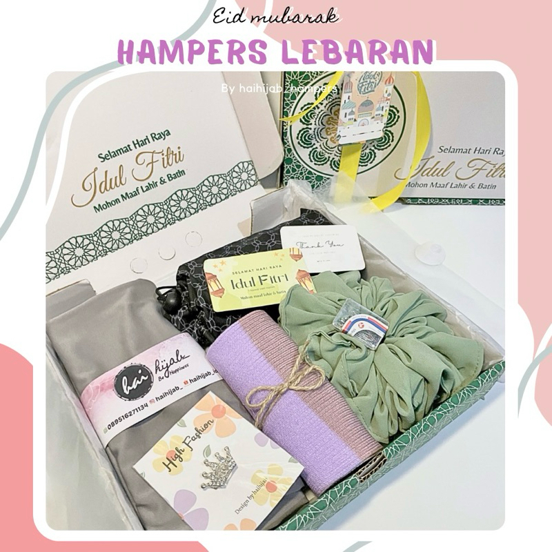 

HAMPERS LEBARAN IDUL FITRI LENGKAP SET HIJAB Hai Eid Hampers bingkisan lebaran hampers hijab lengkap sejadah travel2024