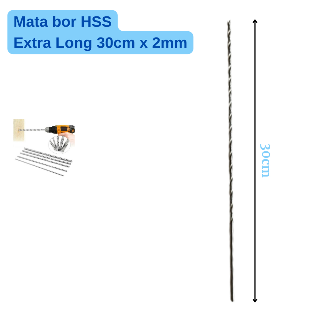 Mata bor HSS kayu besi 2mm panjang 30cm panjang 300mm