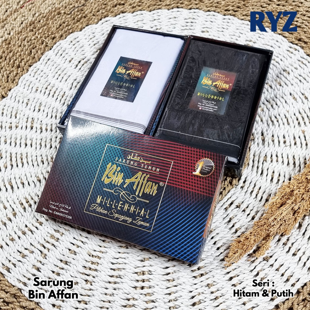 Sarung Bin Affan Motif Polos Hitam & Putih Sarung Dewasa Sarung Pria - Bin Affan Series
