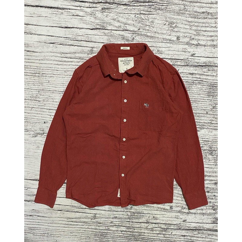 Kemeja lengan panjang casual Abercrombie & Fitch orange second