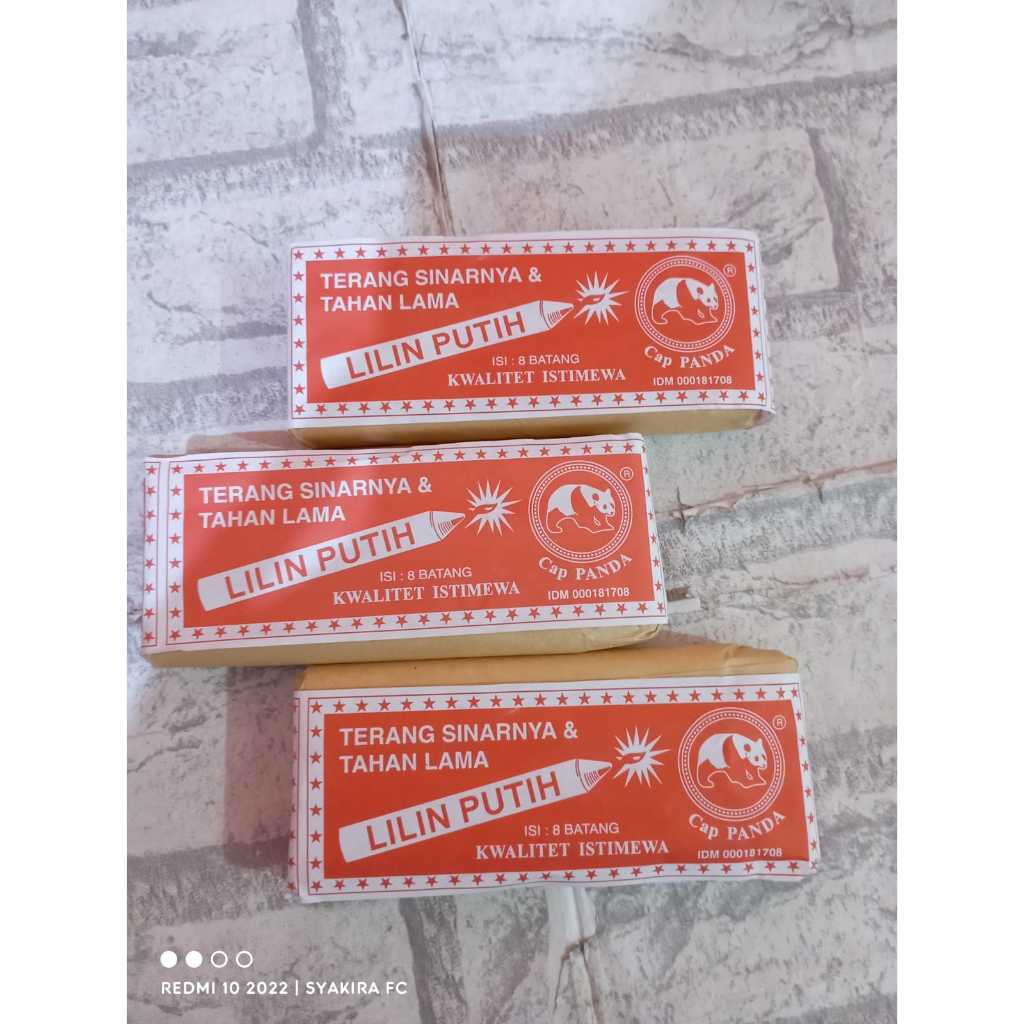 Lilin Putih Cap Panda Besar isi 8 batang
