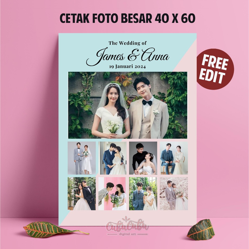 CETAK FOTO PREWEDDING 16RS JUMBO 40X60CM BINGKAI MDF CUBUCUBU WEDDING
