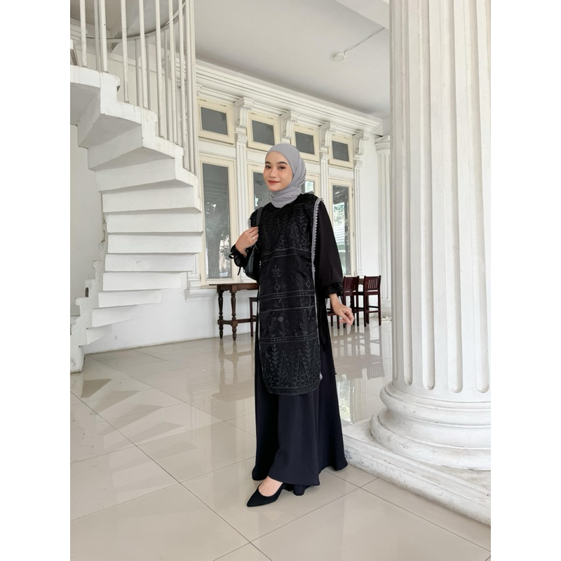 BENKA DRESS RENDA ORI RESELLER RESMI BY LOCANA LABEL / DRESS SET OUTER LACE / GAMIS LEBARAN MURAH