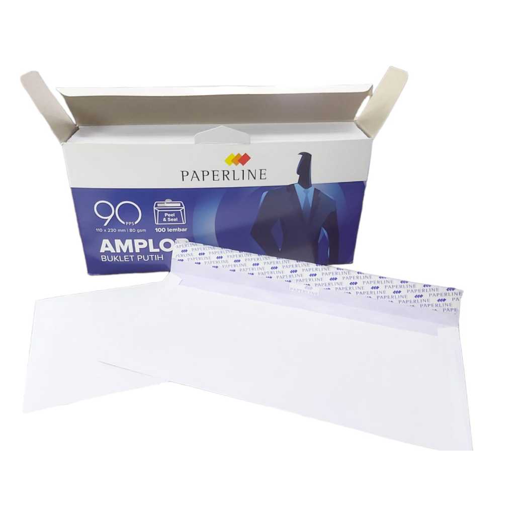

AMPLOP PAPERLINE PUTIH NO.90 PPS BULKET PUTIH 110X230MM 80 GSM SILIKON