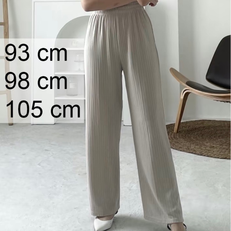 Freya Knit Pants Variasi Garis | Kulot Highwaist Kain Motif salur stretch premium