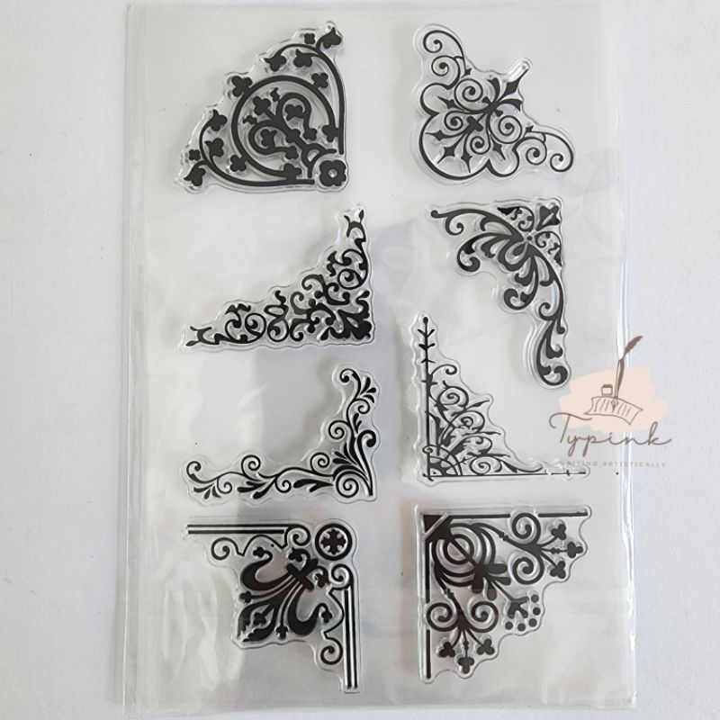 

CLEAR SILICONE CORNER VINTAGEORNAMENT STAMPS SET STEMPEL KARET JOURNAL 1 SET JURNAL