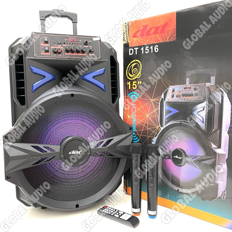 Speaker Portable DAT DT 1516 15inch Original Speaker Trolly 2bh Mic Wireless Dat DT1516 Dat1516 Bagu