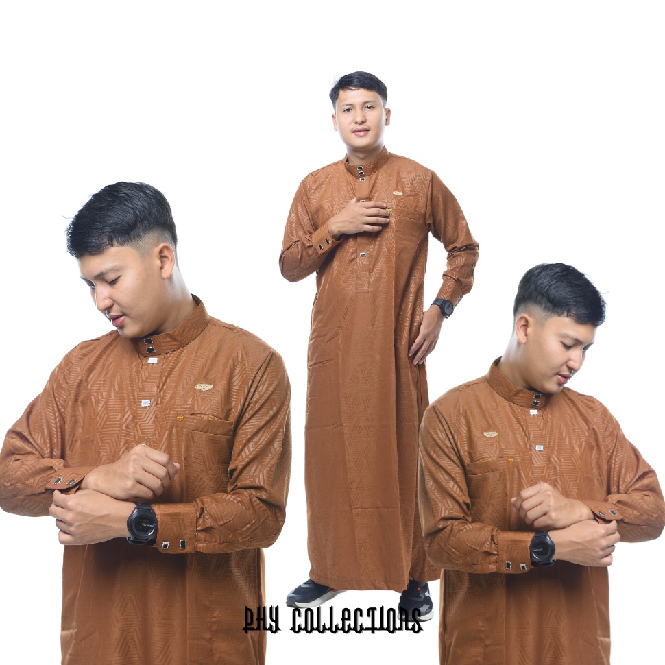 Produk Terbaik Baju Jubah Gamis Pria Laki Laki Dewasa Cowok Remaja Model Haromain Motif Embos Lengan