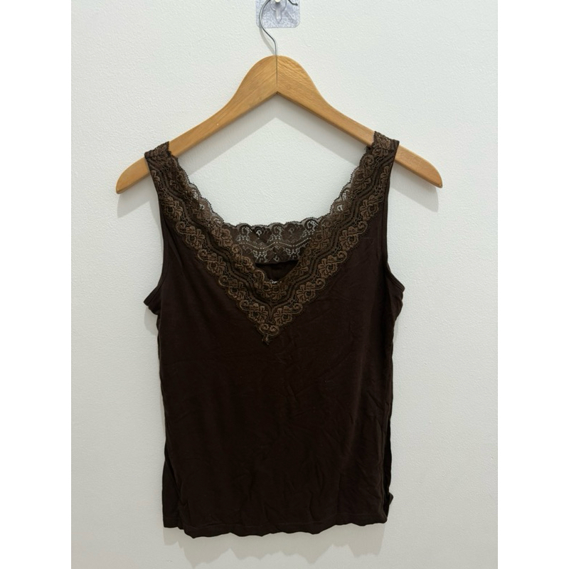 PRELOVED - Tanktop Renda / Dalaman Renda (biru & coklat)