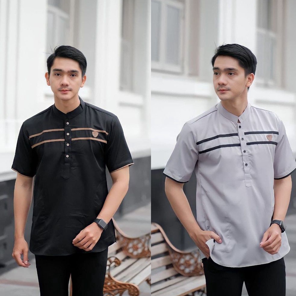Memang Keren Baju Koko Kurta Lengan Pendek Baju Koko Fashion Muslim Pria Dewasa Terbaru Bahan Toyobo