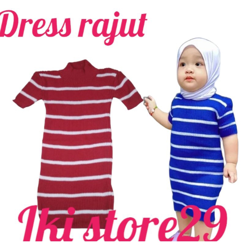dress rajut anak/baju rajut anak perempuan /baju rajut motip salur/dress rajut anak perempuan1-4tahu