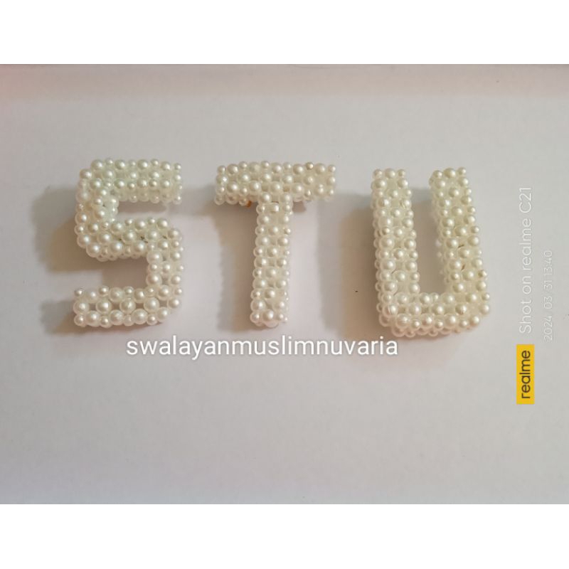 BROS HURUF INISIAL NAMA MANIK-MANIK PUTIH S,T,U