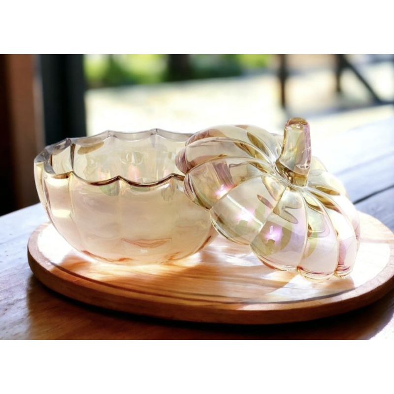 Tempat Kue Pumpkin, TOPLES kristal VICENZA, wadah saji bentuk buah labu dengan vol 1000 ml dan fungs