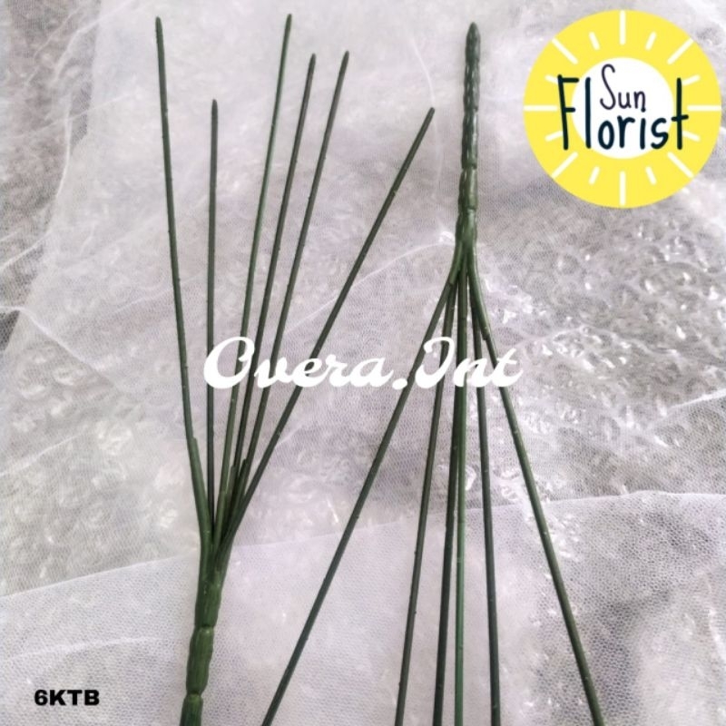 [LUSINAN] Kawat Tangkai Bunga Cabang 6 Tangkai Kawat Plastik - Dekorasi