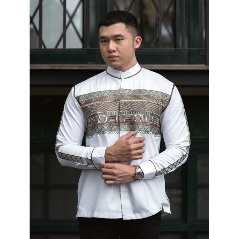 Kemeja Bordir Pria NUC.ID Fadil 04 (Putih)