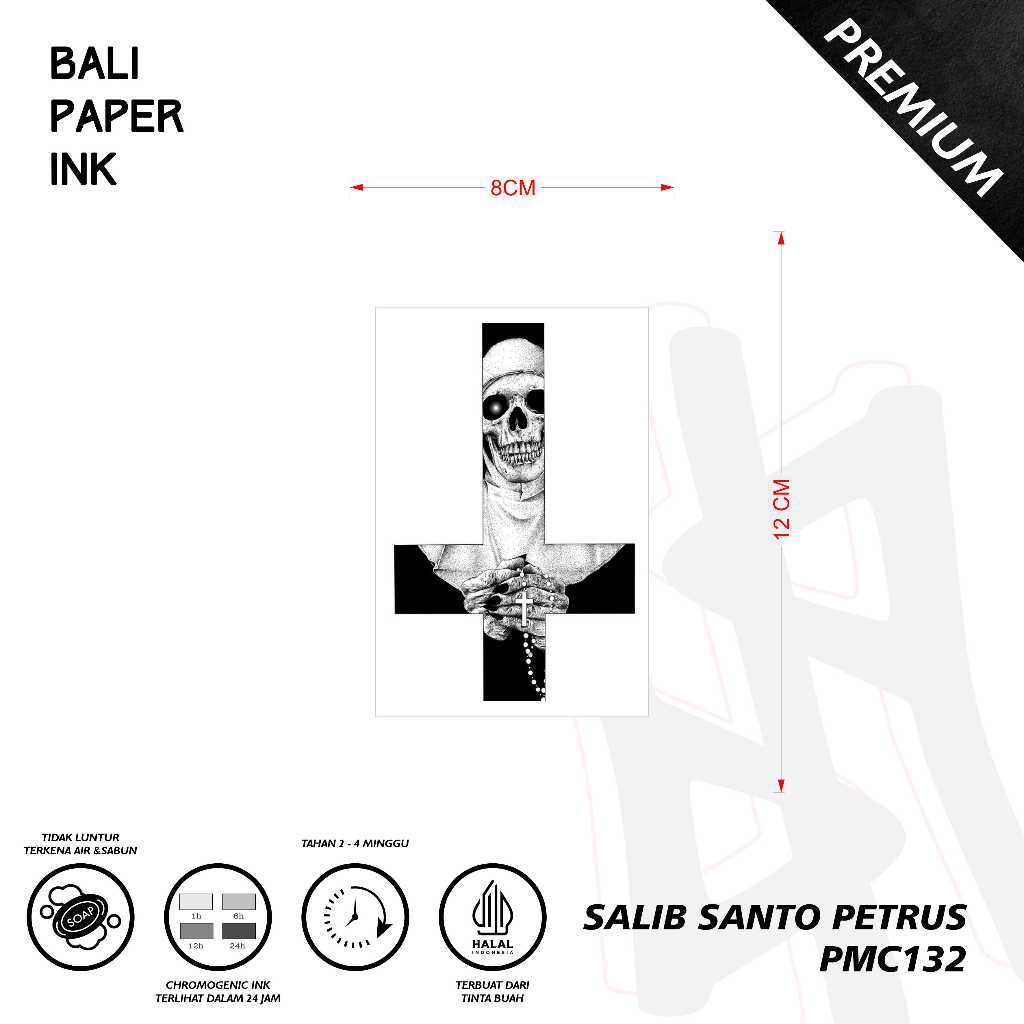 Bali Paper Ink PMC132 Salib Santo PetrusFruit Ink Tatto Temporary Premium Tato Temporer Olschool - T