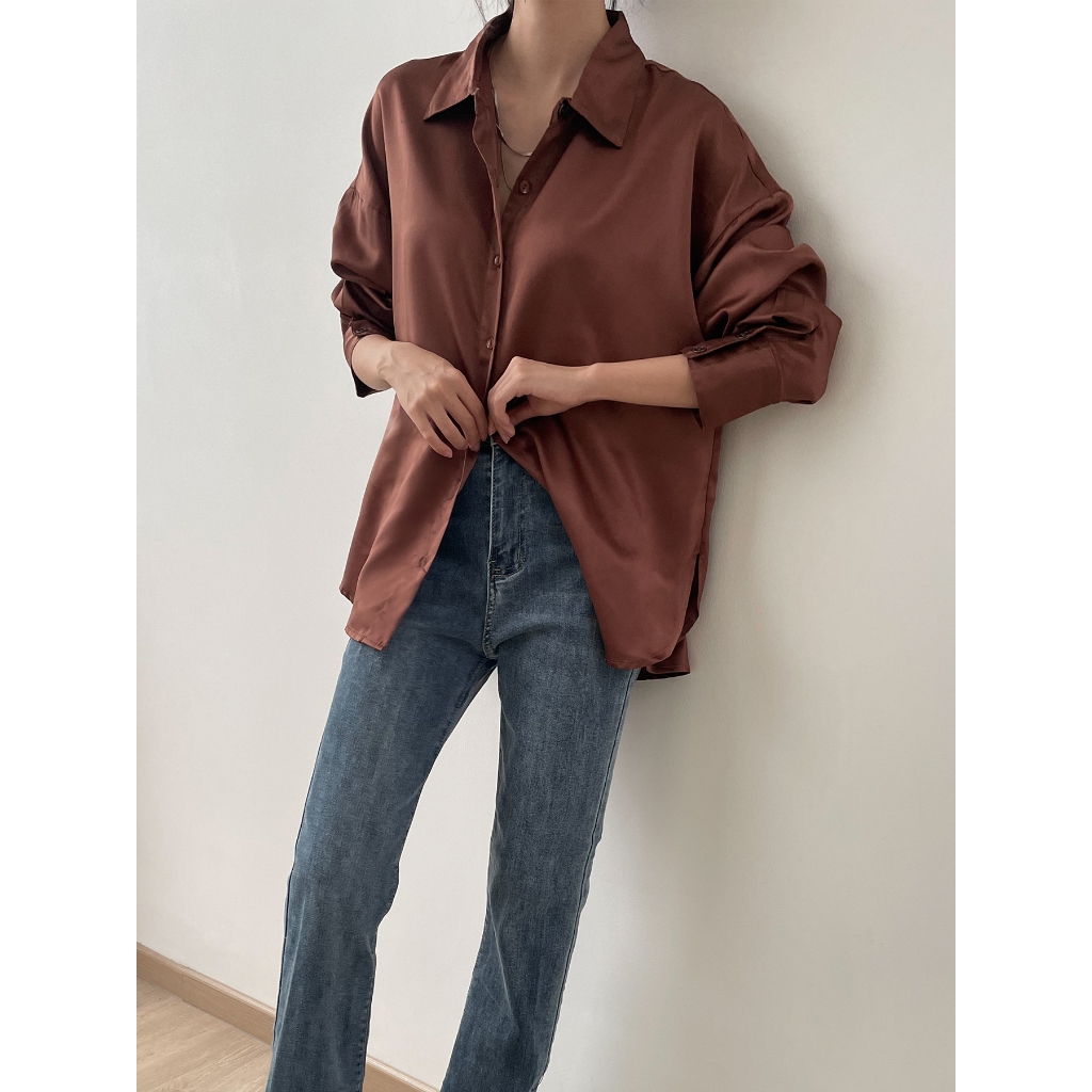 Kadaka T-0428 Kemeja Oversized Satin Wanita