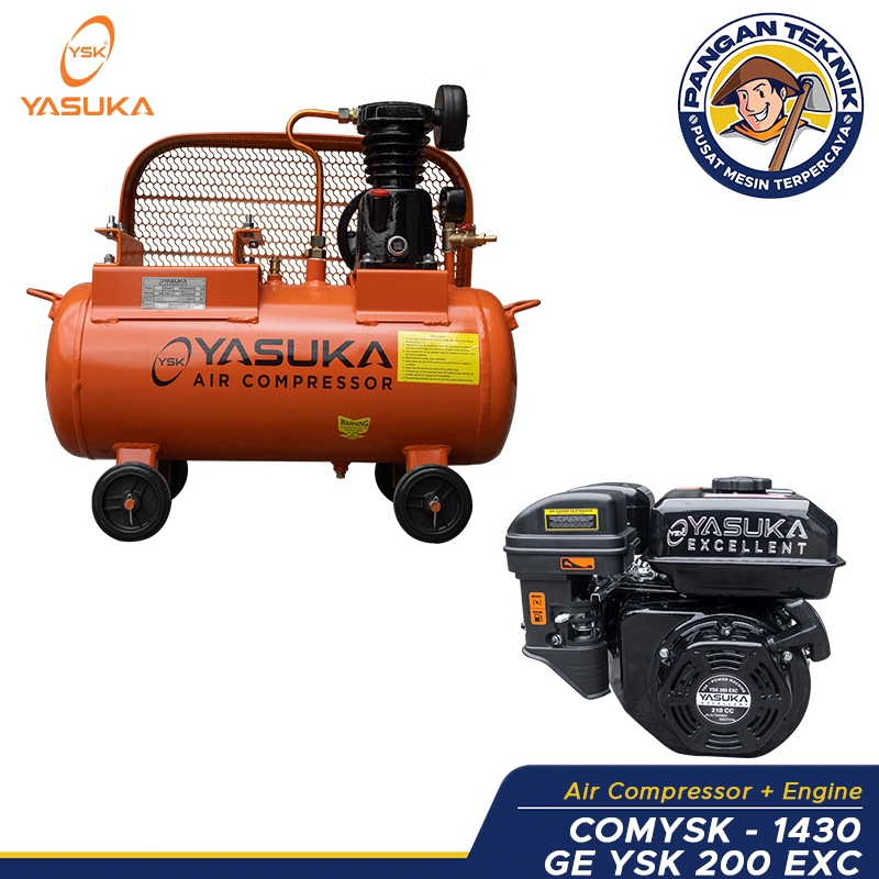 Promo Mesin Usaha Kompresor Yasuka Set Penggerak Bensin 1/4 Hp 30 L