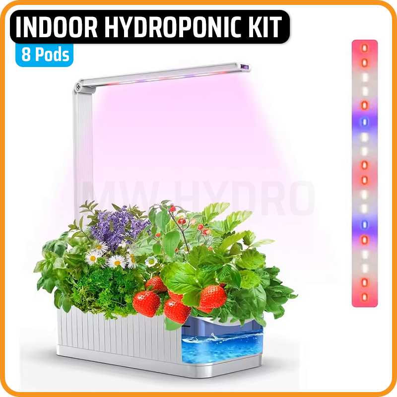 Indoor Mini Hydroponic Kit with Automatic Timer Grow Light, 8 Pods - Kit Hidroponik Dalam Ruangan de