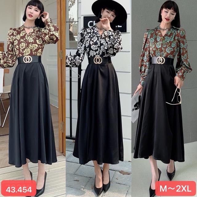 VAOUTFIT Midi Drees Motif Bunga wanita