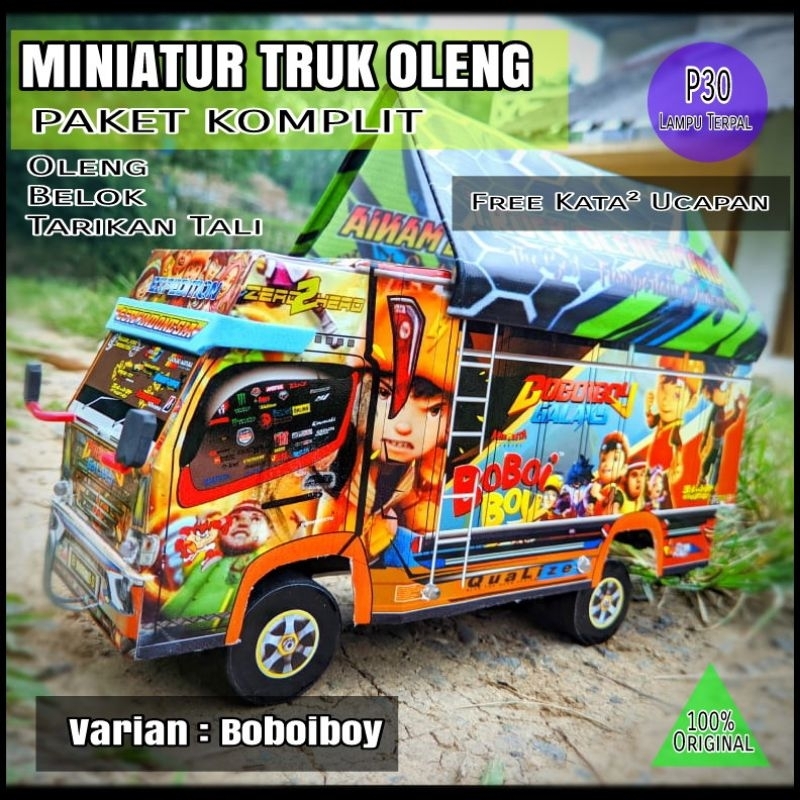 MAINAN MINIATUR TRUK OLENG RODA KAYU | MAINAN TRUK OLENG LAMPU TERPAL RODA KAYU | TRUK OLENG BISA OL