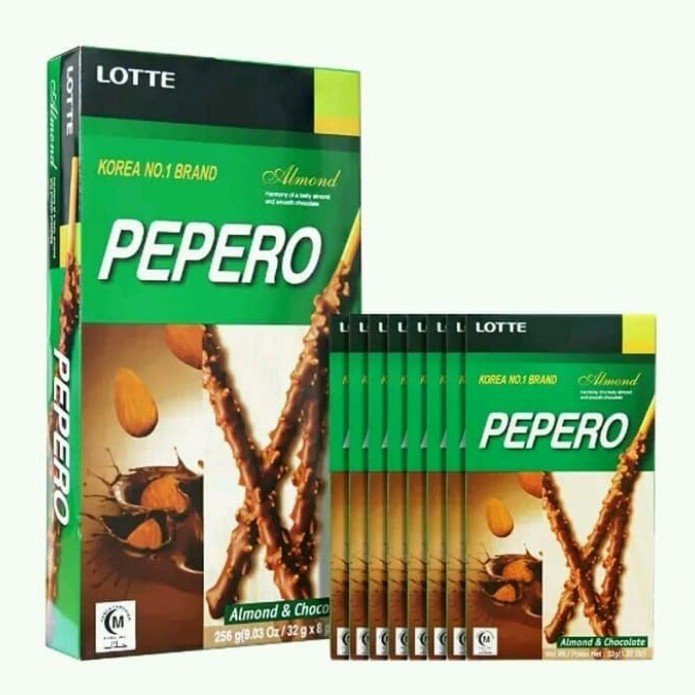 

Lotte Almond Pepero / Biskuit Salut Cokelat & Kacang Almond 256gr