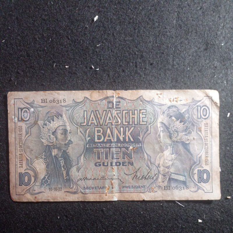 10 gulden wayang tahun 1933 asli