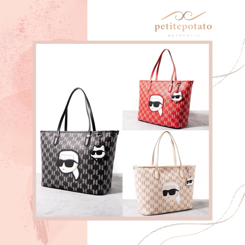 TAS BRANDED WANITA KARL LAGERFELD K/IKONIK 2.0 MONOGRAM LARGE TOTE